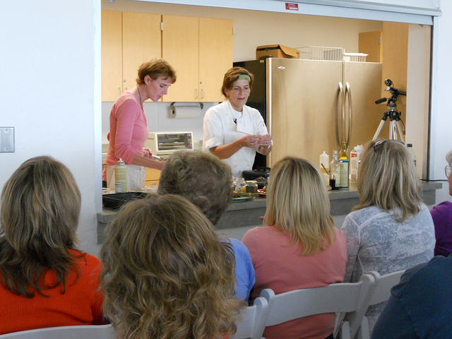 cooking class in an office kitchen