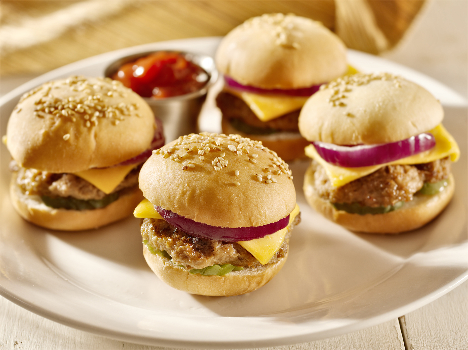 Hamburger sliders make a great finger food offering.