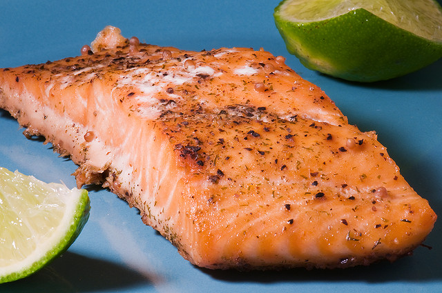 roasted salmon with limes