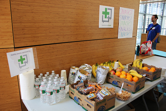 snack table at a hackathon