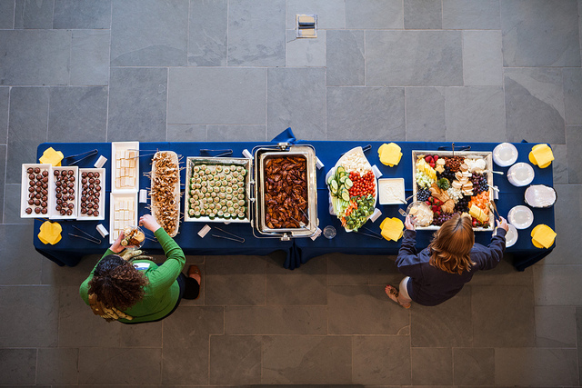 buffet table from above