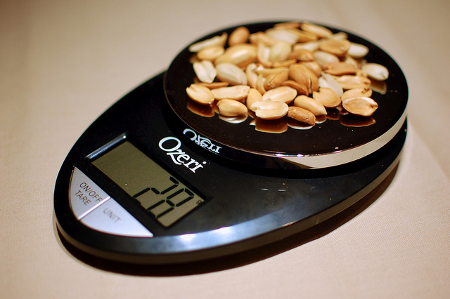 peanuts on food scale