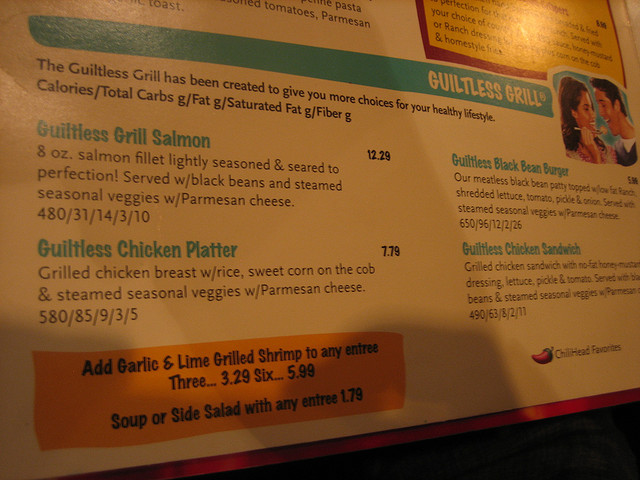 Chili's guiltless grill menu