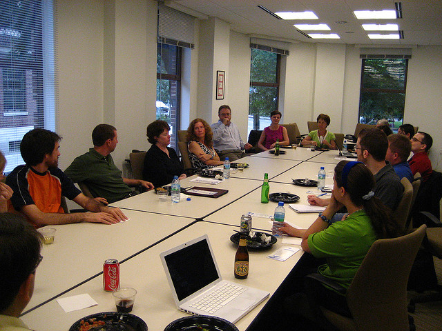 Lunch meeting in a conference room