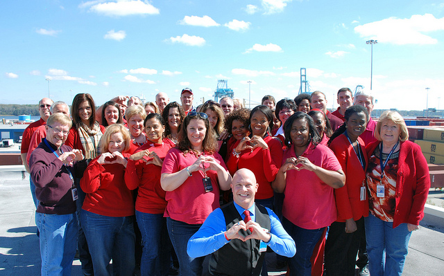 Employees in red for American Heart Month