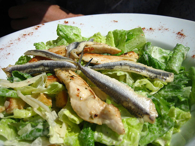 Caesar salad with anchovies