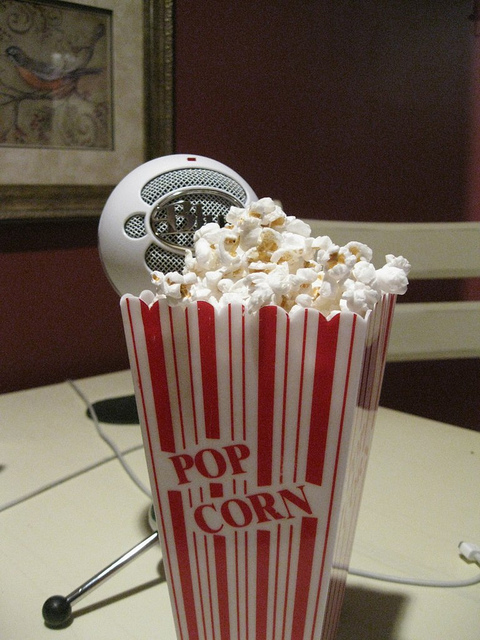 popcorn container on desk