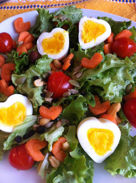 heart-shaped healthy salad