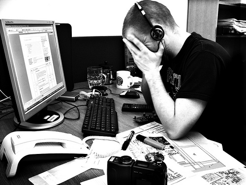 tired man at desk