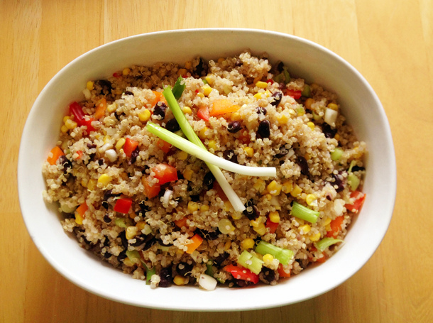 quinoa salad in white bowl