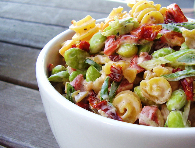 quinoa pasta salad in bowl