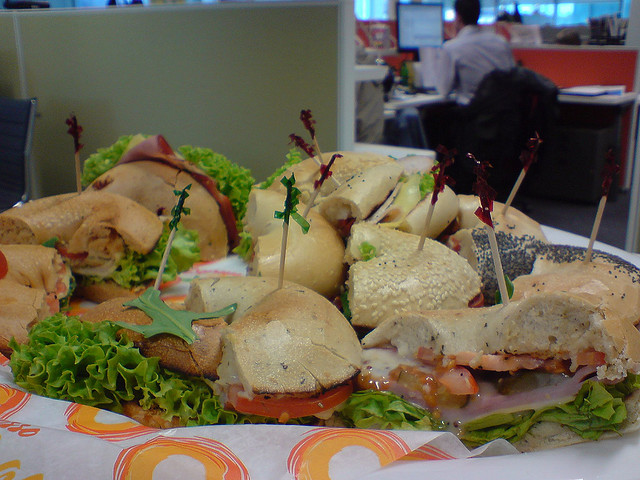 tray of sandwiches