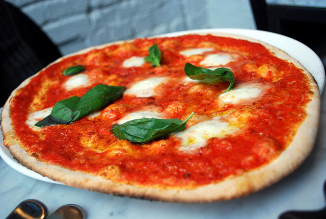 margherita pizza with buffalo mozzarella