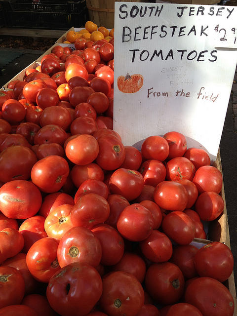 Jersey tomatoes at the farmer's market