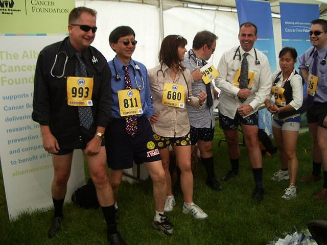 team of coworkers before a race