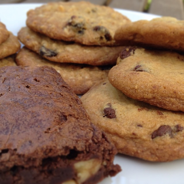 plate of brownies and cookies