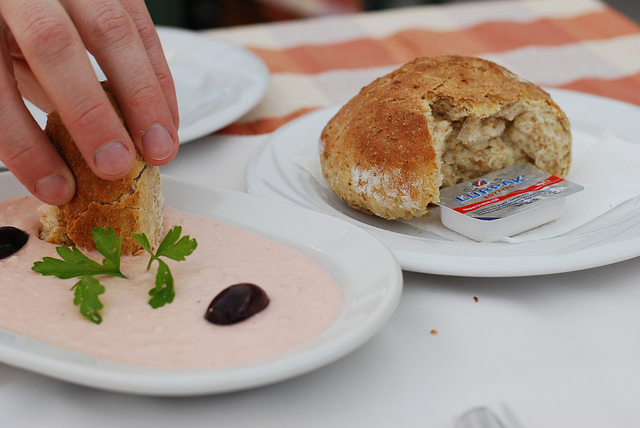 taramosalata dip with bread