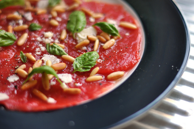 watermelon soup with pine nuts