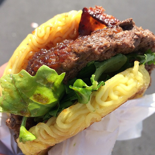 ramen burger in wrapper