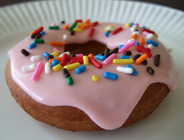 donut with pink frosting