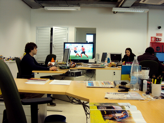 watching World Cup at the office