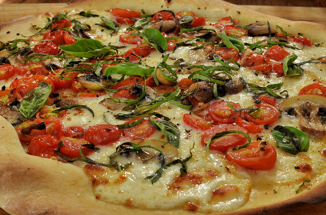 margherita pizza with mushrooms