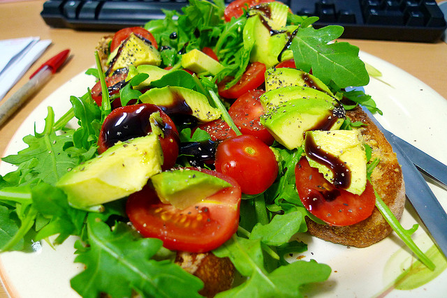 salad with avocado and balsamic dressing