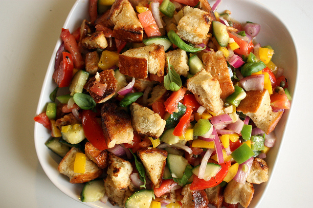 panzanella bread salad for office lunches