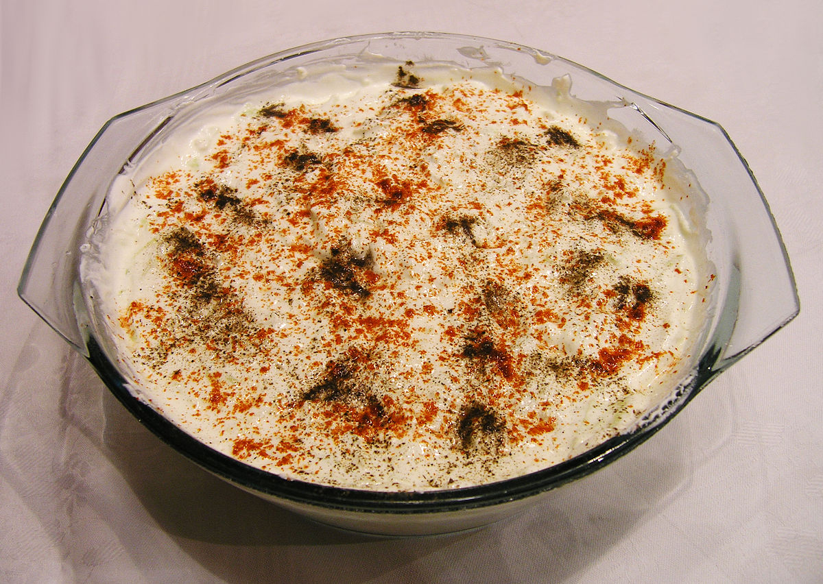 A Greek food staple - tzatziki salad.