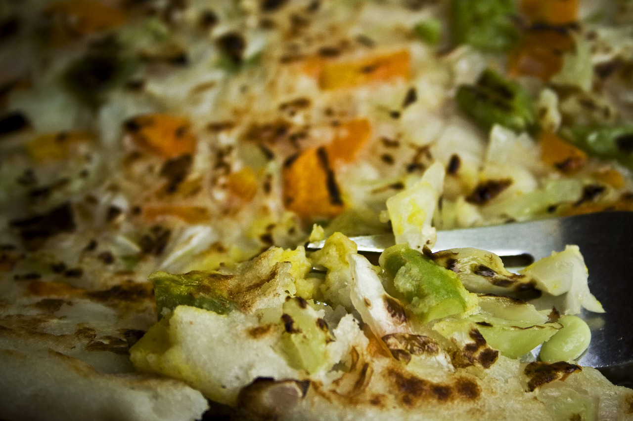 Close-up of Indian food called veg uttapam.
