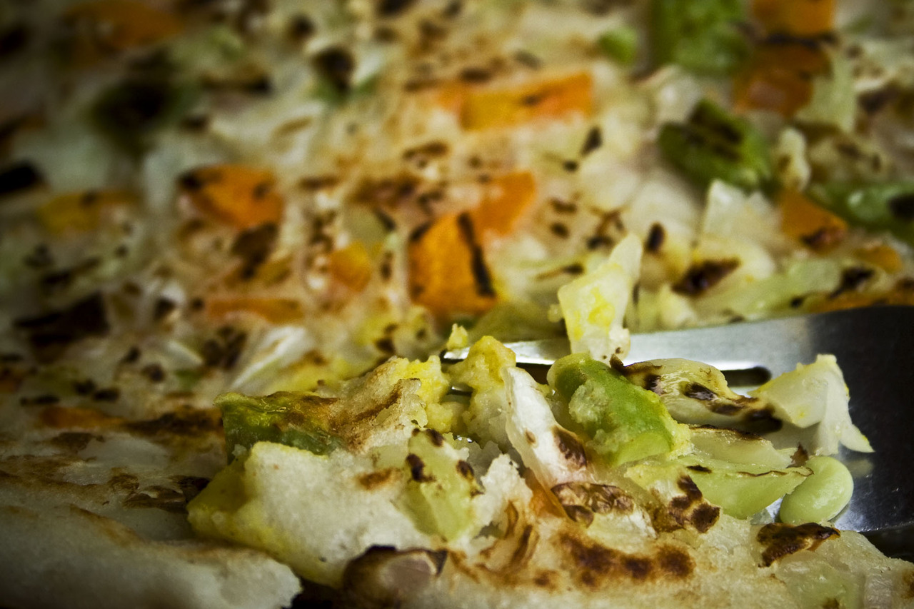 Close-up of Indian food called veg uttapam. 