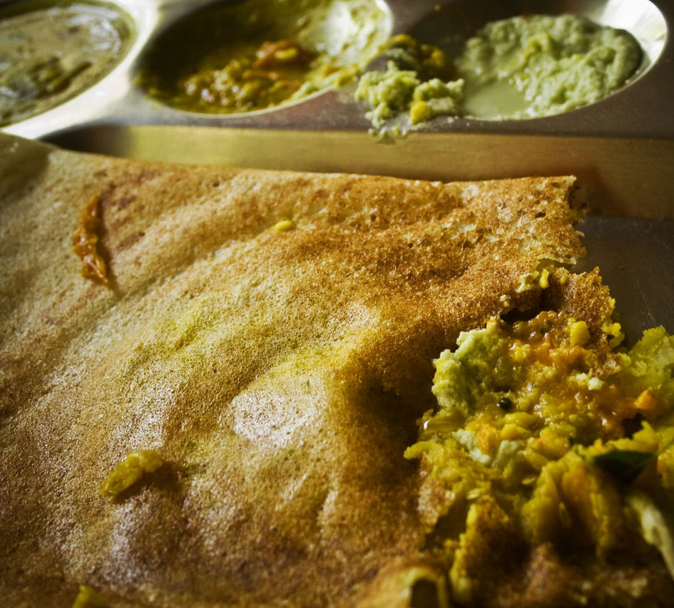 An Indian food called dosa.